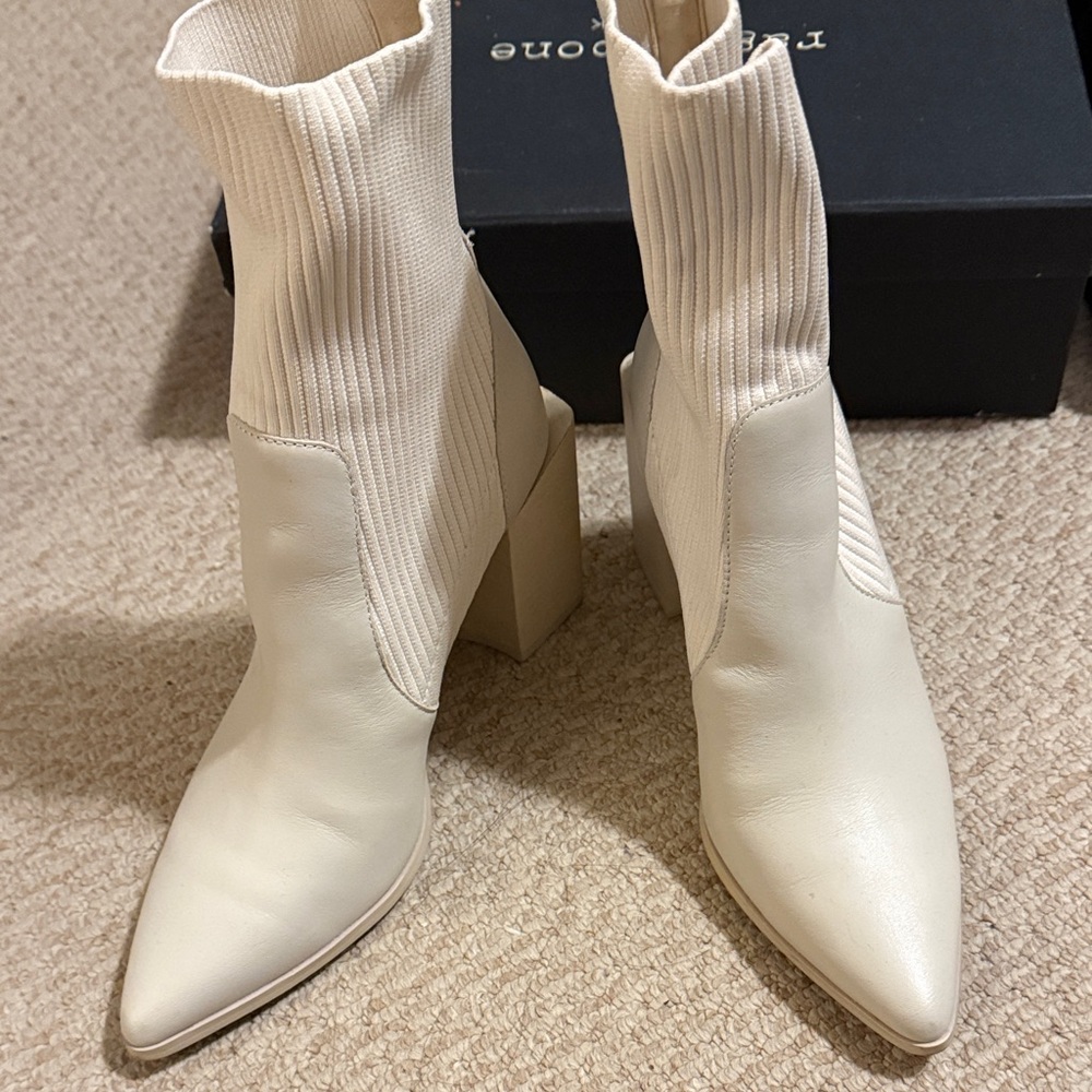 Steve Madden Cream Heeled Boots